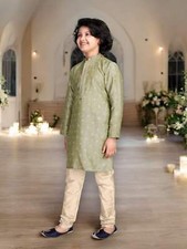 Poly Digital Print Work Traditional Kurta Pajama Set for Boys - Ethnic Wear