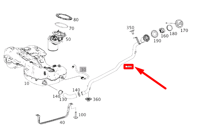 MERCEDES-BENZ CLA C117 Fuel Tank Filler Neck A2464701620