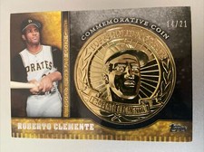 2012 TOPPS COMMEMORATIVE COIN ROBERTO CLEMENTE #D /21 SUPER RARE PIRATES