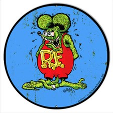 Rat Fink In Round Metal Sign