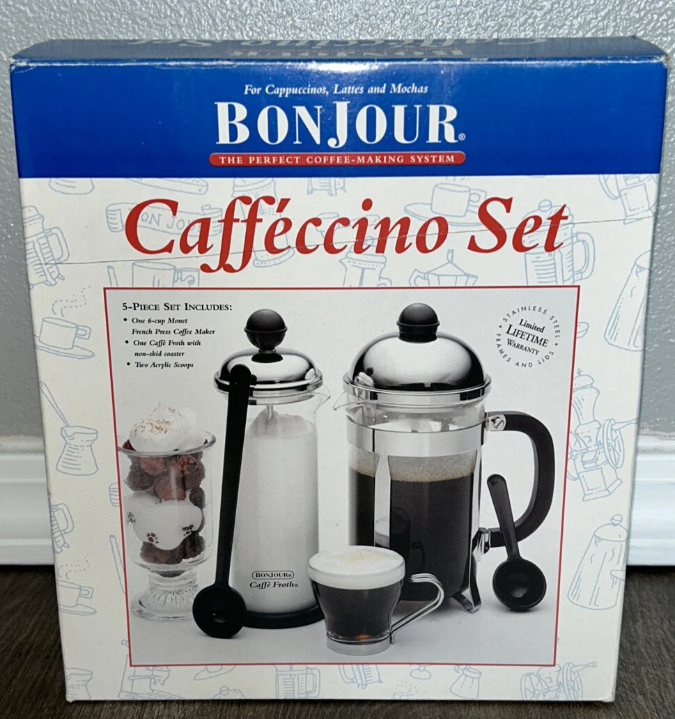 Vintage Bonjour Caffe' Manual Milk Frother Unused With 