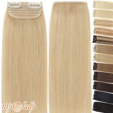Fluffy Clip In Real Remy Human Hair Pad Mini Patch Bald Topper Extensions Blonde