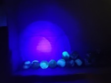 27 Vintage 3/4" Champagne and White Cloud Uranium Glass Marbles