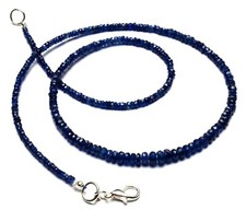 Natural Gem Myanmar Sapphire Faceted 2.5 to 5MM Size Rondelle Beads Necklace 17"