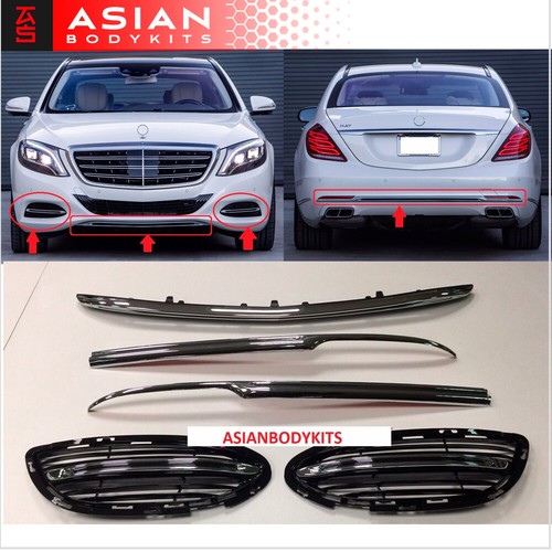 for Benz W222 S-Class MAYBACH Front Bumper Insert mesh & Rear Bumper Lip Trim