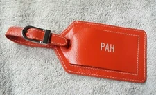 ORANGE - LEATHER Luggage Tag - Personalized: PAH