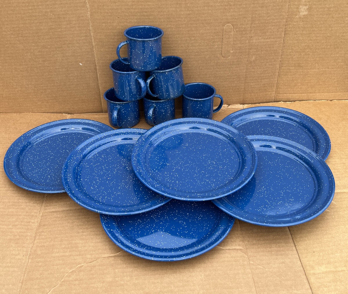 GSI Outdoors Graniteware Dinner Plates Cups Enamelware camping