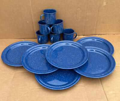 GSI Outdoors Graniteware Dinner Plates Cups Enamelware camping supper  dish