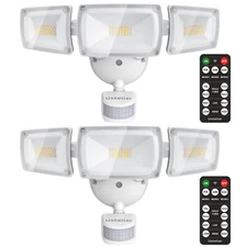 5500LM Dusk to Dawn Flood Light Outdoor 3 Head Exterior Security Lights 2 Packs