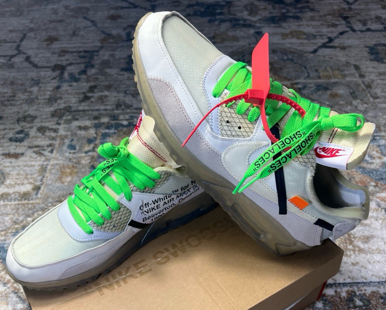 OFF WHITE X NIKE Taglia 10 Nike Air Max 90 x OFF WHITE The Ten AA7293 100 usate spedite lo stesso giorno