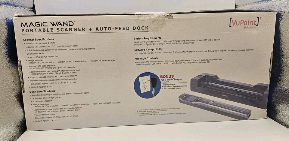 Vupoint Magic Wand Document/Photo 2-in-1 Portable Scanner & Auto-Feed Dock New - Image 2 of 2