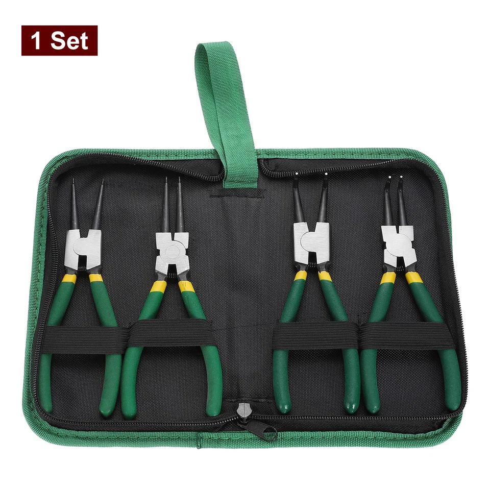 4pcs Snap Ring Plier Set 5" Internal/External Pliers with Straight/Bent Jaw - Image 3 of 4