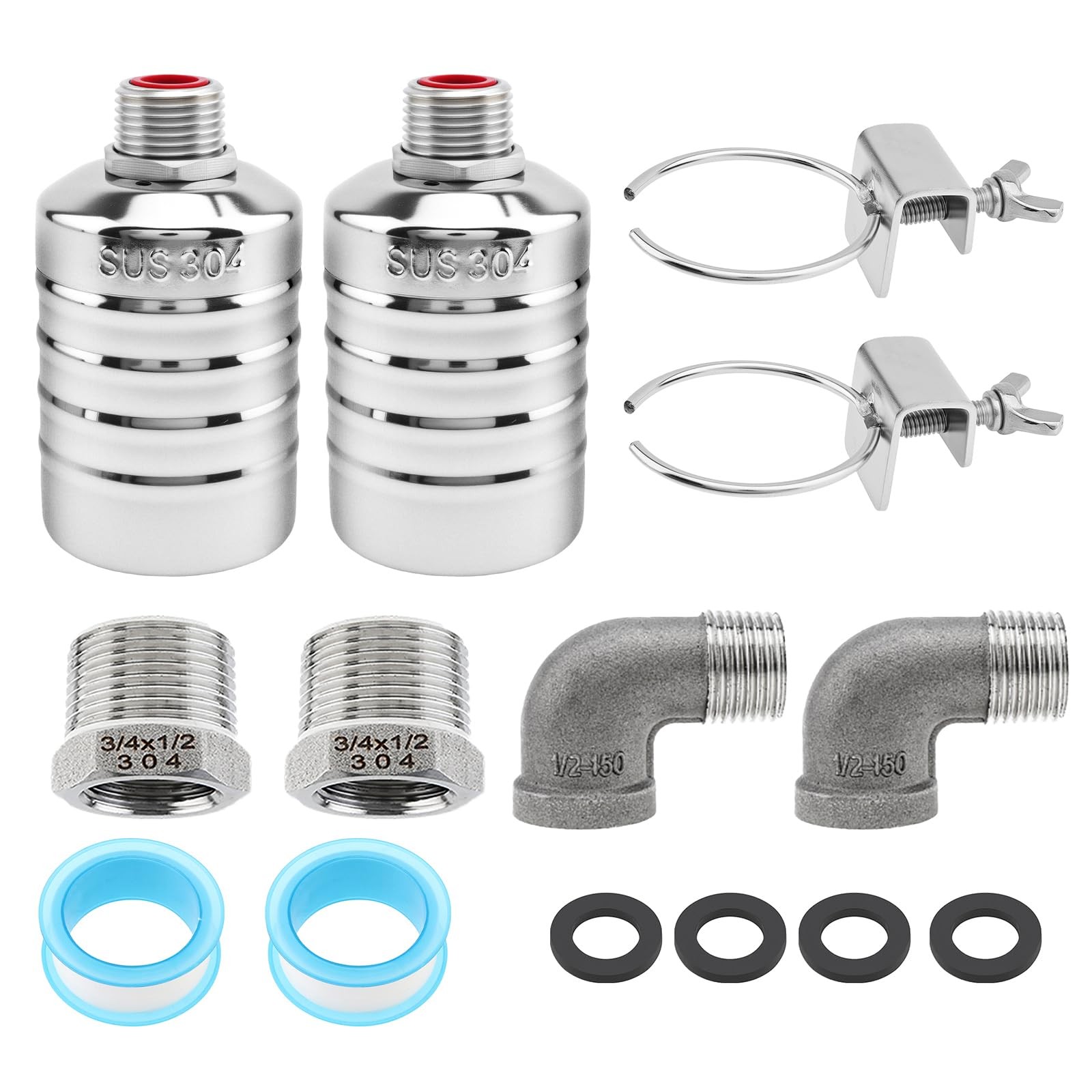 2pcs Water Float Valve Automatic Level Control 1/2 inch, Steel