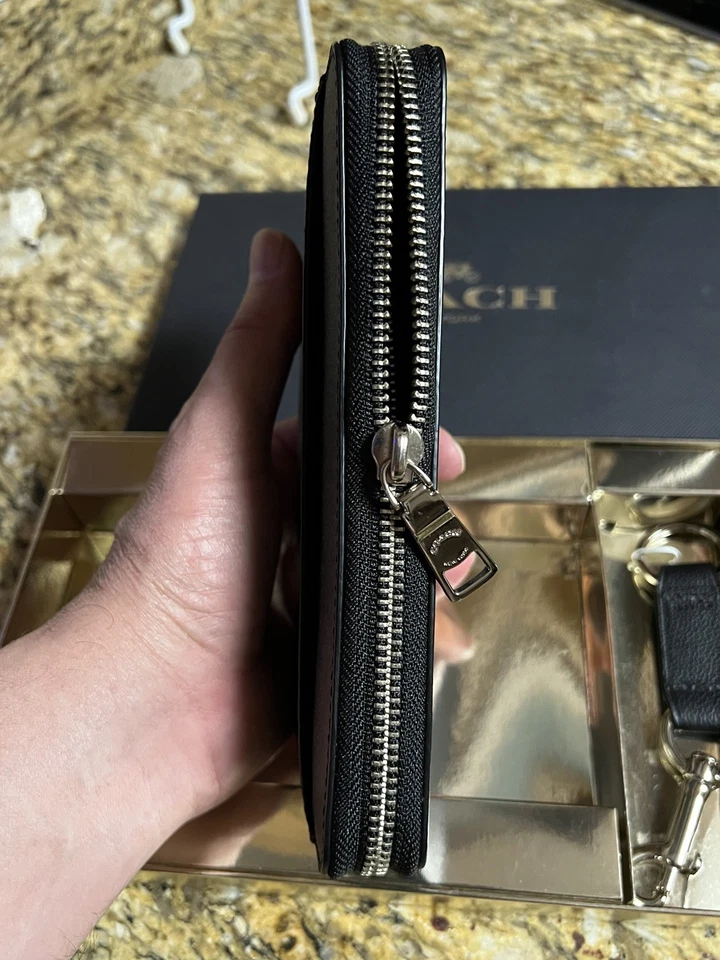 COACH Hombres Acordeón Billetera Llavero con Caja de Regalo Negro Denim Grafito Nuevo con Etiquetas F55484 Foto 4 de 4
