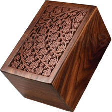 WOODEN CREMATION URN FOR PET ASHES- ROSEWOOD LARGE MEMORIAL BOX FOR PET ASHES