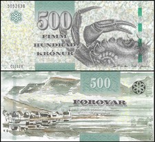 * FAEROE ISLANDS 500 kroner 2011 P 32 ** UNC ** crab