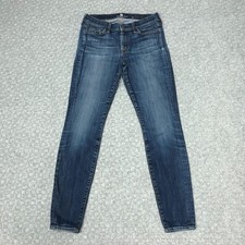 7 For All Mankind The Skinny Jeans Womens 28 Blue Med Wash Low Rise Stretch USA