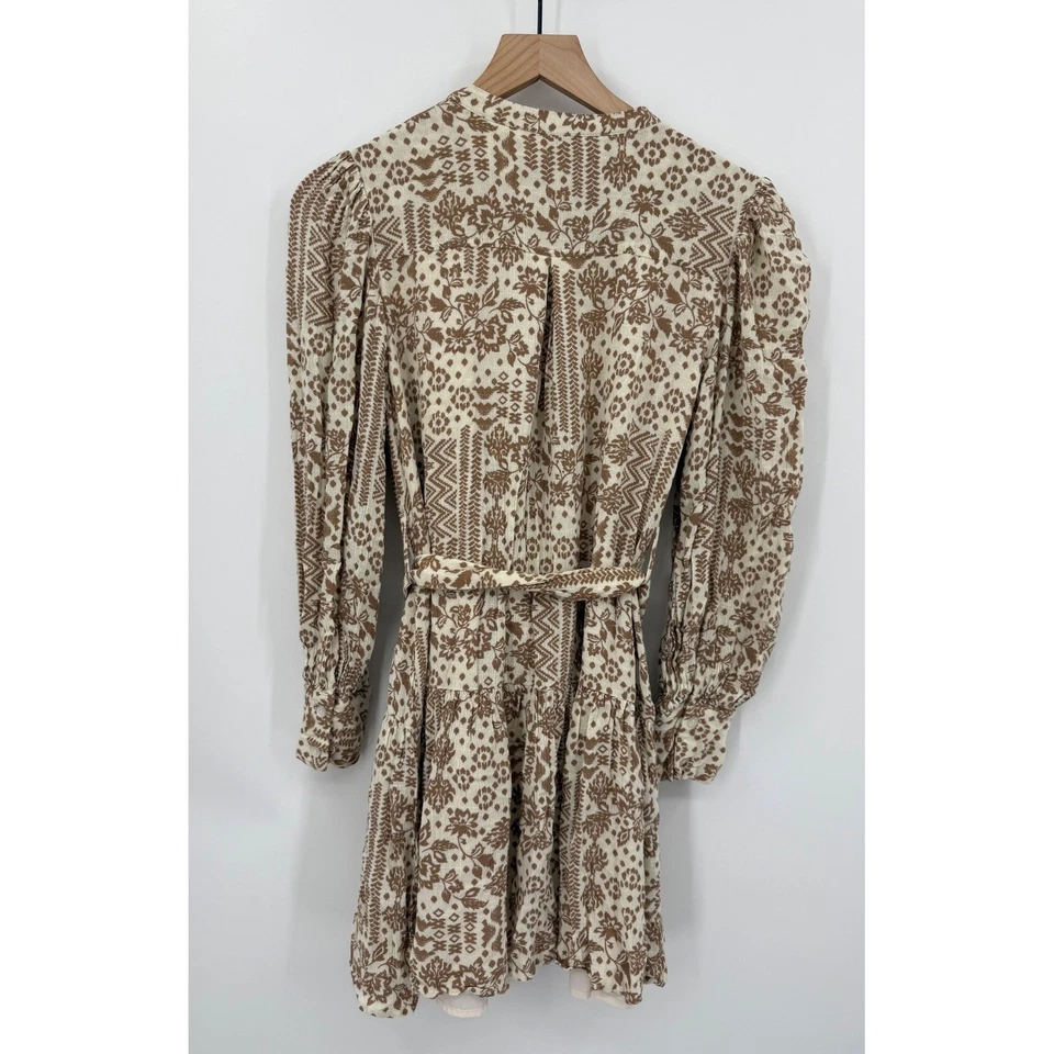 Vestido OPT Para Mujer Mediano Marrón Floral Manga Larga Boho Casa Otoño Fiesta Foto 4 de 4