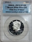 2009-S Kennedy Half Dollar 50C Silver Proof ANACS PR70 DCAM First Day #410