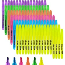 100 Pack Highlighters 6 Assorted Colors Bulk Chisel Tip for Office School