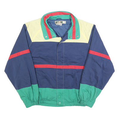 DUCKSTER Herren Blau Creme Grün & Rot Reißverschluss Jacke M Polyester Farbblock