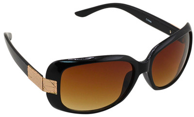 SUNGLASSES-Oversized Dark Brown Frame w/Brown Gradient Lenses Gold Temple Detail