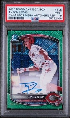 2025 BOWMAN MEGA BOX BOWMAN PROSPECT MEGA AUTOS #TLE TYSON LEWIS 09/99 PSA 9