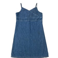 Gap Kids Girls XL 12 Blue Denim A-Line V-Neck Dress Adjustable Straps Zip