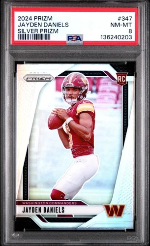 2024 PANINI PRIZM SILVER PRIZM #347 JAYDEN DANIELS PSA 8