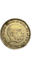 1957 Spain 25 pesetas coin - 72 inside the star proof
