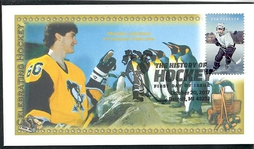 USA 2017 Canada FDC: The History of Hockey Homemade Rare Cachet - Mario Lemieux