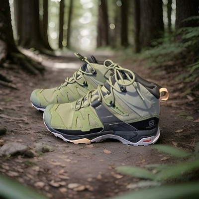 New Salomon X Ultra 4 Mid GTX Gore-Tex Hiking Boots Alfafa Green Size 8.5 Womens