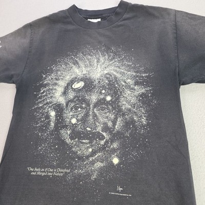 Vintage Albert Einstein Shirt Small Glow In The Dark Galaxy Milky Way Stars 