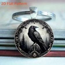 Gothic Raben Schlüsselanhänger – Dunkler Crow Anhänger Mystischer Schlüsselring