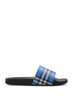BURBERRY Furley Blue Rubber Slides New  Authentic