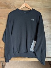 NWT Alo Yoga Accolade Sweatshirt Womens XS Black Fleece Lined Crew Neck Pullover