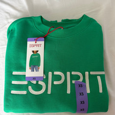 XS-Esprit Women's Logo Fleece Green Crewneck Sweatshirt Viral 80's