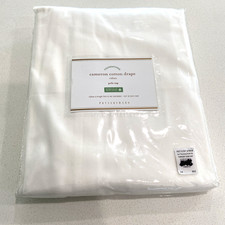 Pottery Barn Cameron Cotten Drape Panel 50x96 White Rideau Pole Top Unlined NEW