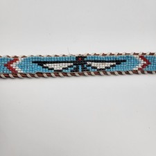 Vintage Thunderbird Beaded Leather Belt sz 28 Thin Southwest Rodeo