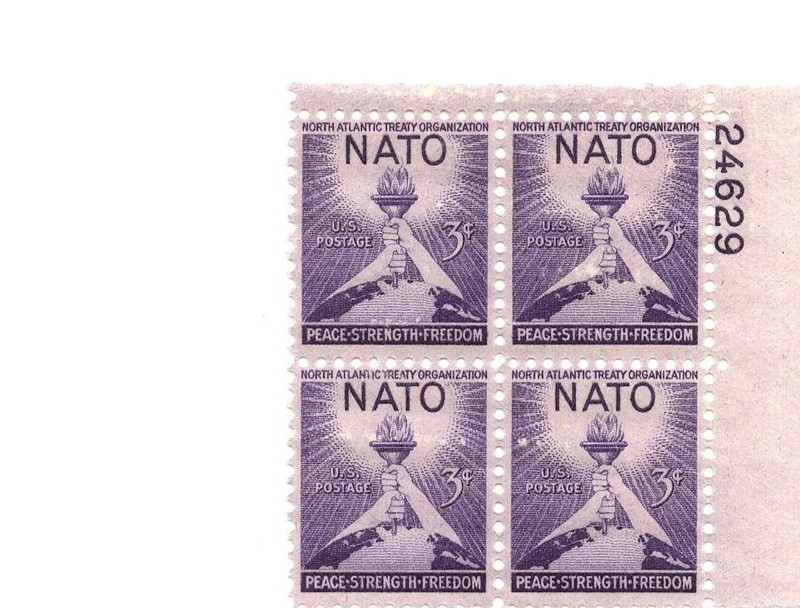 USA 1952 3c NATO Scott #1008 Plate Block of 4 MNH