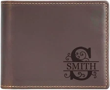 Personalized Leather Wallet, Custom Slim Wallet, Customized Bifold Wallet