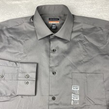 Van Heusen Dress Shirt Mens 16-16.5/34-35 Steel Gray Regular Fit Stretch NWT 