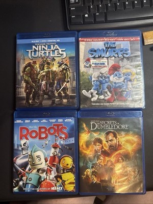 Kid's Blu-Ray lot of 4 -   Robots, The Secrets Of Dumbledore, The Smurfs, TMNT 