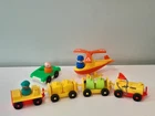 Vtg Fisher Price Little People Airport Jet Fuel Luggage Cart Helicopter 3 People