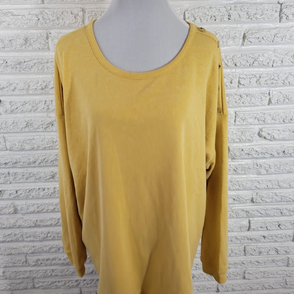 Sudadera Croft Barrow Mujer 3X Plus Manga 3/4 Amarilla Suave Deco Botones Cómoda Foto 3 de 4