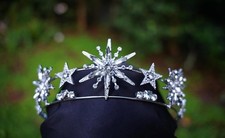 Art Deco Crystal Star Tiara: Vintage Silver Bridal Crown