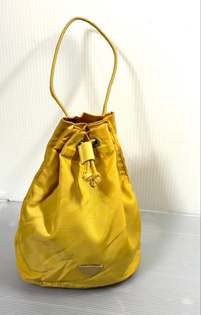 Prada Nylon Drawstring Bag Yellow Small Shoulder … - image 1