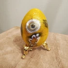 Vintage Murano Vetro Artistico Glass Easter Egg Gold Leaf Yellow Ferro Lorenzo