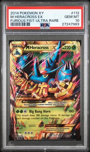2014 POKEMON XY FURIOUS FISTS ULTRA RARE #112 M HERACROSS EX PSA 10