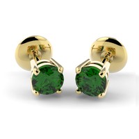 0.50 Carat May Birthstone Green Colombian Emerald Stud Earrings In Yellow Gold . 0.50 Carat May Birthstone Green Colombian Emerald Stud Earrings In Yellow Gold .